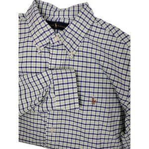 Polo Ralph Lauren Men's XL Multicolor Gingham Green & Blue Plaid, 100% Cotton